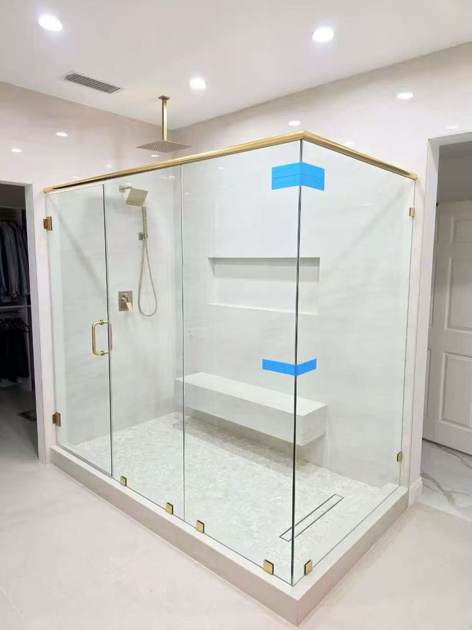 NIRVANA Shower Door - 90 Degree - Brushed Gold